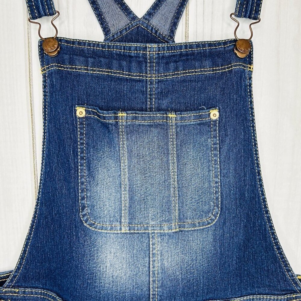 No Boundaries Short Jeans Overalls Stretch Denim Size L (11-13) Cuffed - Picture 6 of 11